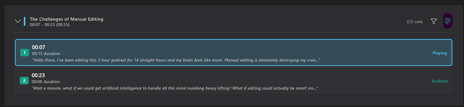 Disable Topic Cuts