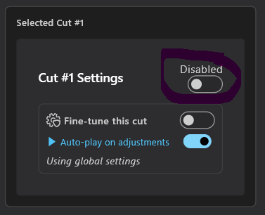 Cut Disabled